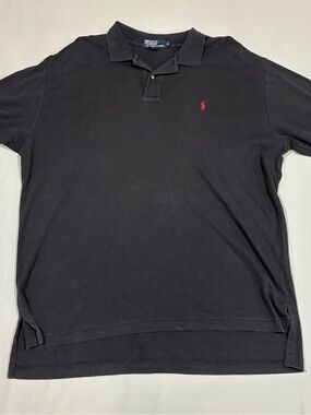 Ralph Lauren Black Polo with Red Pony Embroidery
